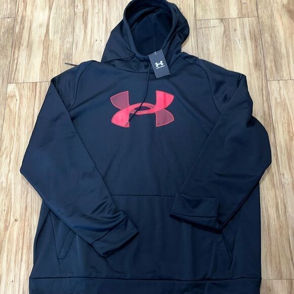 New BIG Man Black men’s Under Armour high neck Fleece Hoodie Hooded sweatshirt - Picture 1 of 3